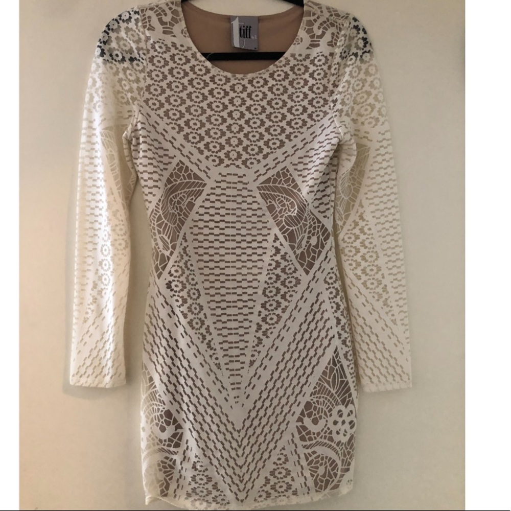 White long sleeve burnout dress